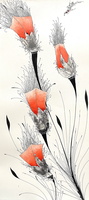 Petites fleurs vermillon (57x26)